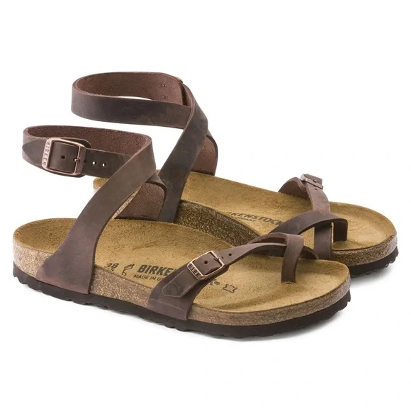 Birkenstock Women’s Yara Sandals – Oiled Leather, Habana Brown, Size 38 - Picture 1 of 8